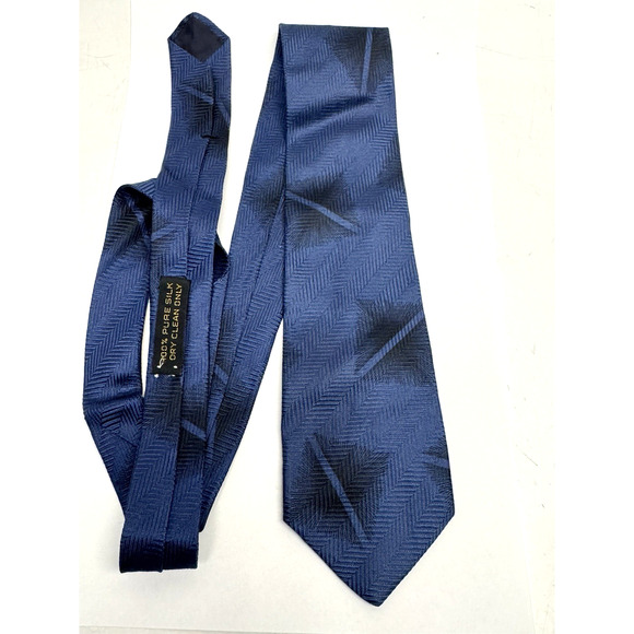 VINTAGE GIORGIO ARMANI NECKTIE 100% SILK Made ITALY Blue/Black - Picture 1 of 6